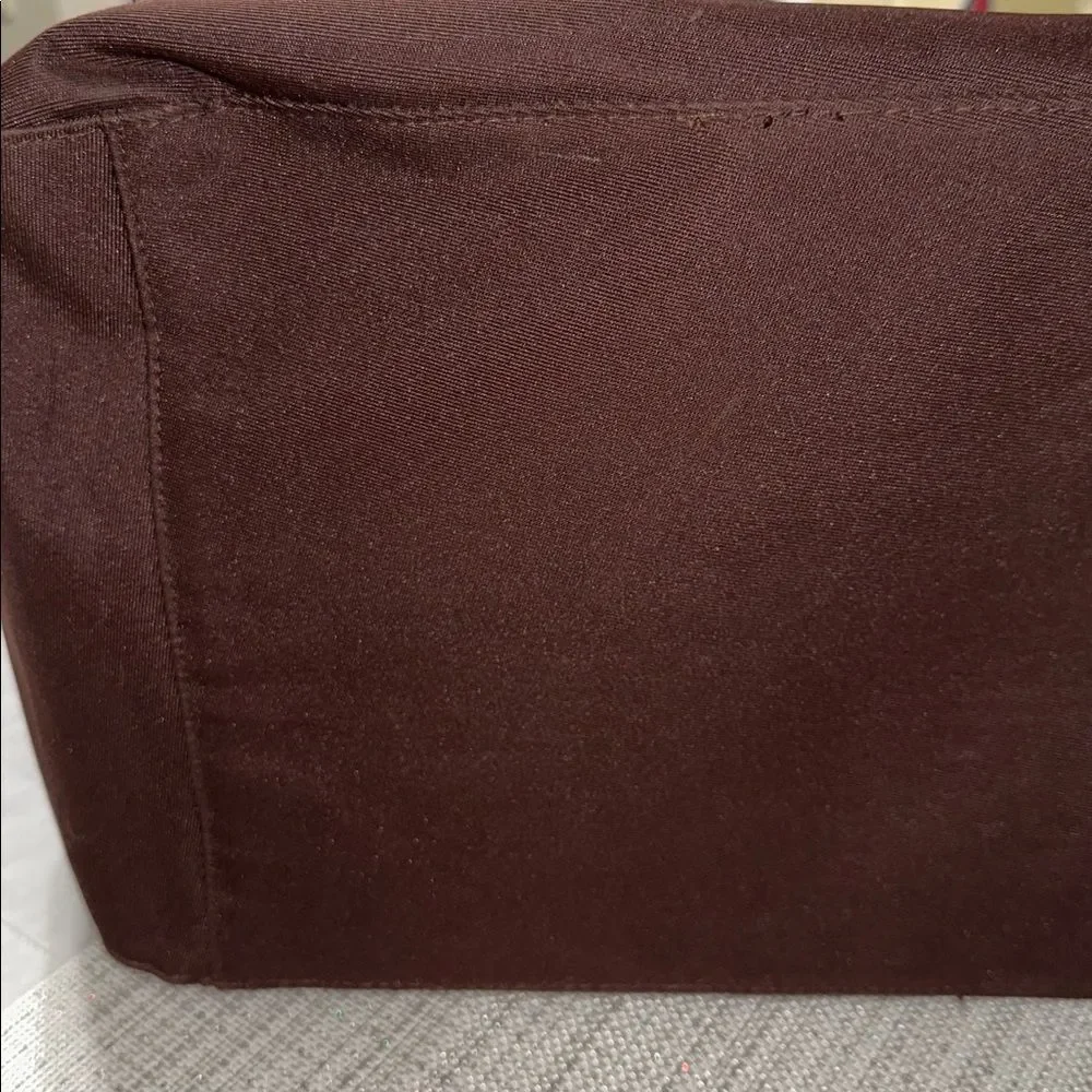 KC Sig Brown Canvas Faux Leather Silver Tone Hardware Duffel Bag with a Strap